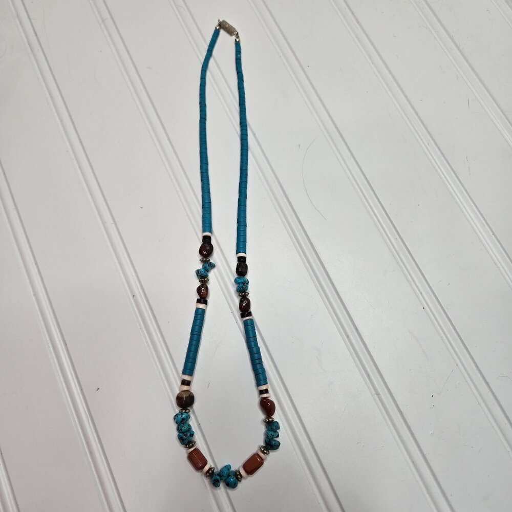 Vintage Handmade Turquoise Necklace Indigenous Native Zuni 24"